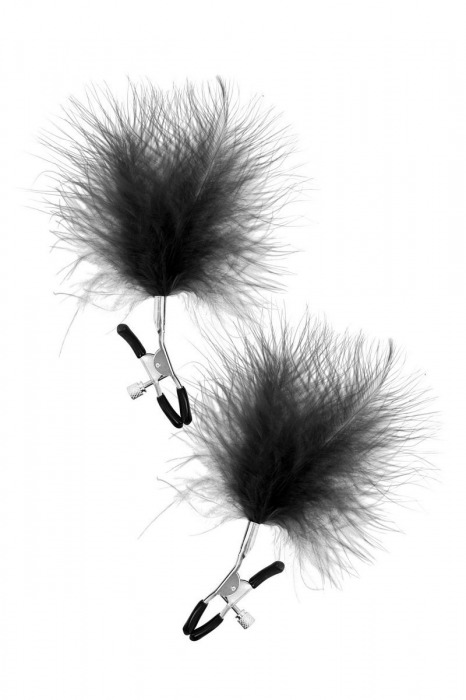 Зажимы на соски с черными пуховыми кисточками Sweet Caress Feather Nipple Clumps - Sweet Caress - купить с доставкой в Ярославле