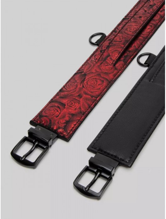 Красно-черные оковы Reversible Faux Leather Ankle Cuffs - Fifty Shades of Grey - купить с доставкой в Ярославле