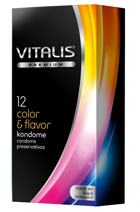 Цветные ароматизированные презервативы VITALIS PREMIUM color   flavor - 12 шт. - Vitalis - купить с доставкой в Ярославле
