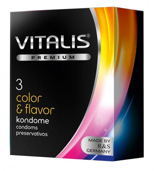 Цветные ароматизированные презервативы VITALIS PREMIUM color   flavor - 3 шт. - Vitalis - купить с доставкой в Ярославле