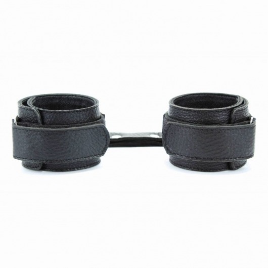 Чёрные кожаные наручники - БДСМ Арсенал - купить с доставкой в Ярославле