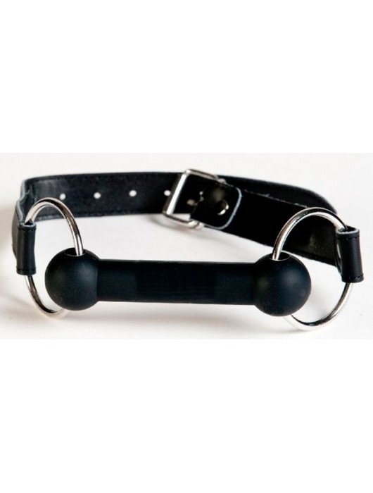 Чёрный кляп-трензель на кожаных ремешках - ToyFa - купить с доставкой в Ярославле