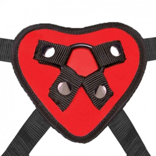 Красный поясной фаллоимитатор Red Heart Strap on Harness   5in Dildo Set - 12,25 см. - Lux Fetish - купить с доставкой в Ярославле