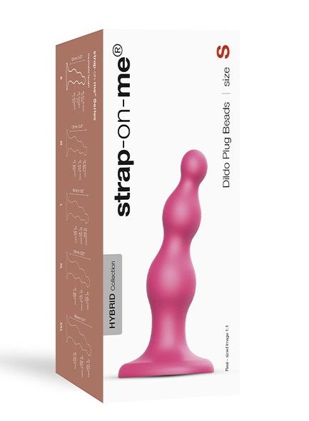 Розовая насадка Strap-On-Me Dildo Plug Beads size S - Strap-on-me - купить с доставкой в Ярославле