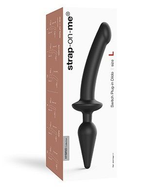 Черный двусторонний фаллоимитатор Strap-On-Me Dildo Plug-In Switch size L - Strap-on-me
