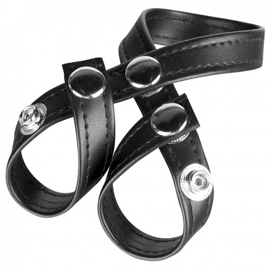 Разделитель мошонки из искусственной кожи на клепках 8 STYLE BALL DIVIDER - BlueLine - купить с доставкой в Ярославле