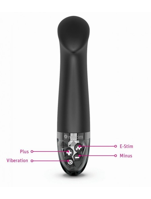 Черный вибратор с функцией электростимуляции Right on Ron - 17 см. - MyStim - купить с доставкой в Ярославле