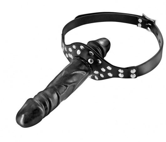 Черный кляп-фаллоимитатор Double Penis Gag - Fetish Tentation - купить с доставкой в Ярославле