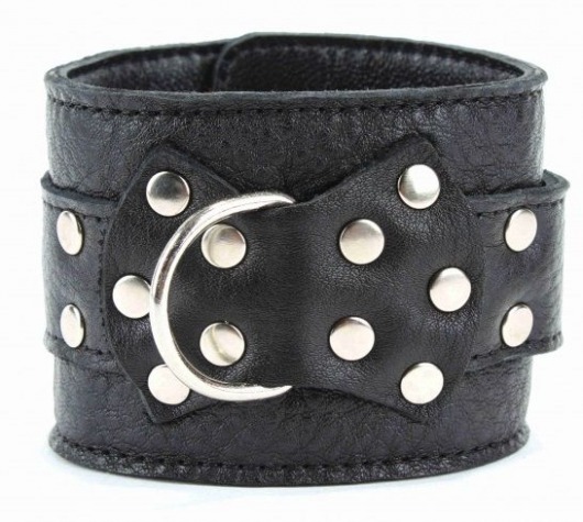 Чёрные наручники  из кожи с пряжкой - БДСМ Арсенал - купить с доставкой в Ярославле