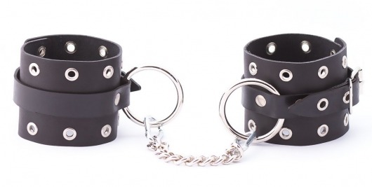 Черные кожаные оковы с люверсами - Crazy Handmade - купить с доставкой в Ярославле