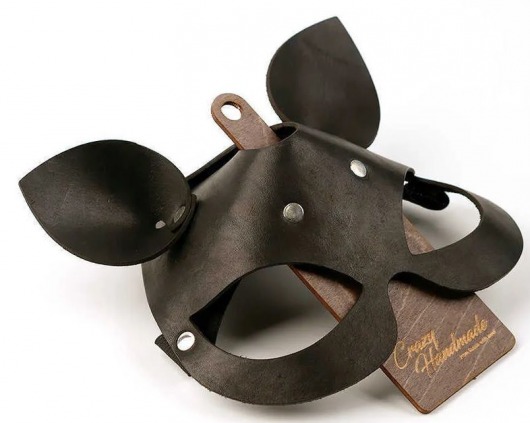 Черная кожаная маска  Кошка  с маленькими ушками - Crazy Handmade - купить с доставкой в Ярославле