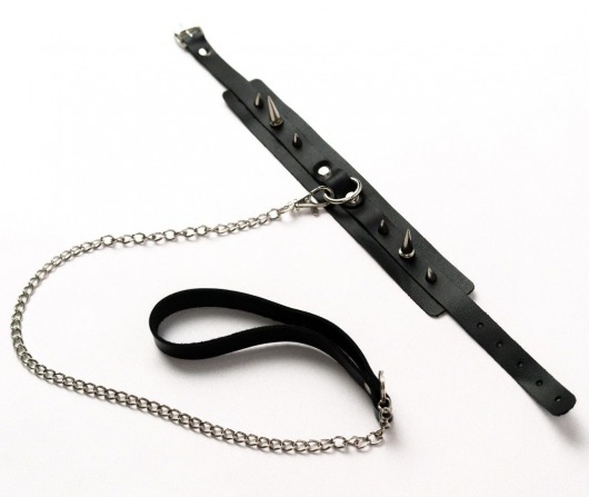 Черный ошейник с шипами и поводком - Crazy Handmade - купить с доставкой в Ярославле