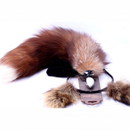 Игровой комплект: серебристая анальная пробка с пушистым хвостом и ободок-ушки - Crazy Handmade - купить с доставкой в Ярославле