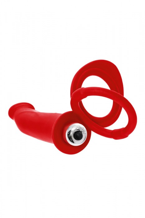 Красная насадка на пенис для двойного проникновения - 19 см. - ToyFa - купить с доставкой в Ярославле