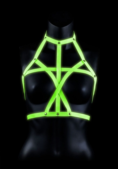 Портупея Bra Harness с неоновым эффектом - размер L-XL - Shots Media BV - купить с доставкой в Ярославле