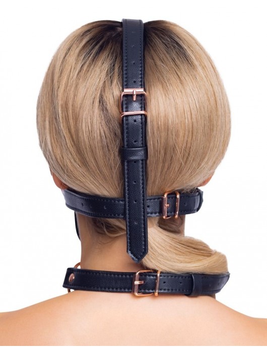 Черный намордник с кляпом-шаром Head Harness With A Gag - Orion - купить с доставкой в Ярославле