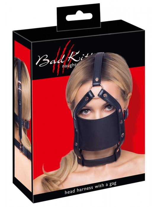 Черный намордник с кляпом-шаром Head Harness With A Gag - Orion - купить с доставкой в Ярославле