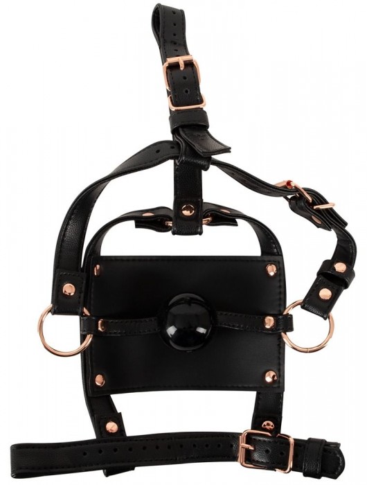 Черный намордник с кляпом-шаром Head Harness With A Gag - Orion - купить с доставкой в Ярославле