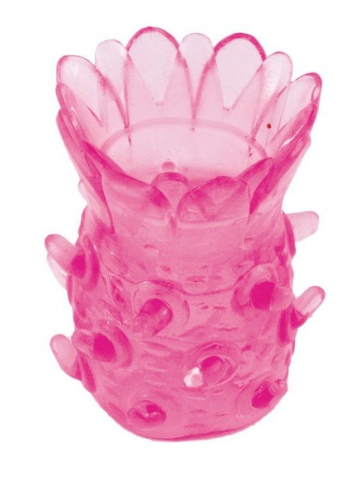 Розовая рельефная насадка на пенис - Toyfa Basic - в Ярославле купить с доставкой