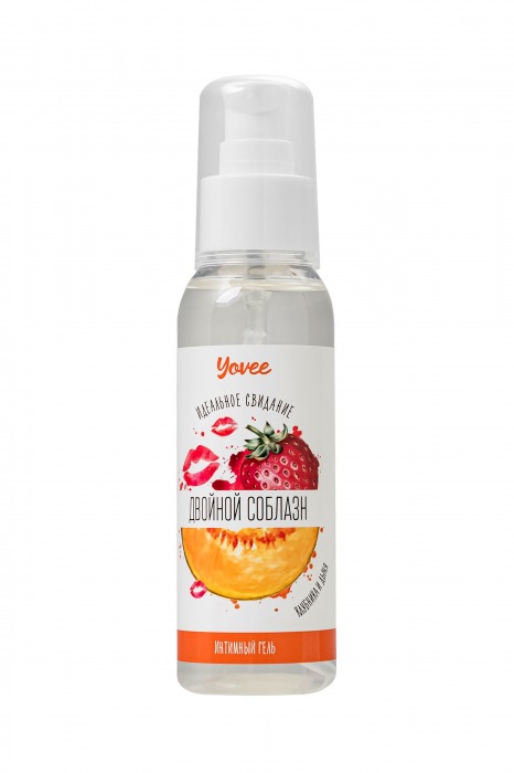 Съедобная гель-смазка Yovee «Двойной соблазн» с Д-пантенолом и вкусом клубники и дыни - 100 мл. - ToyFa - купить с доставкой в Ярославле