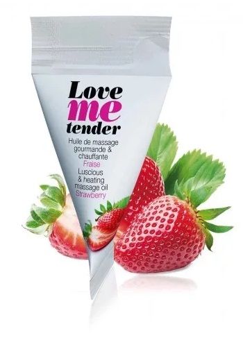 Съедобное согревающее массажное масло Love Me Tender Strawberry с ароматом клубники - 10 мл. - Love to Love - купить с доставкой в Ярославле