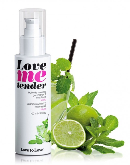 Съедобное согревающее массажное масло Love Me Tender Mojito с ароматом мохито - 100 мл. - Love to Love - купить с доставкой в Ярославле
