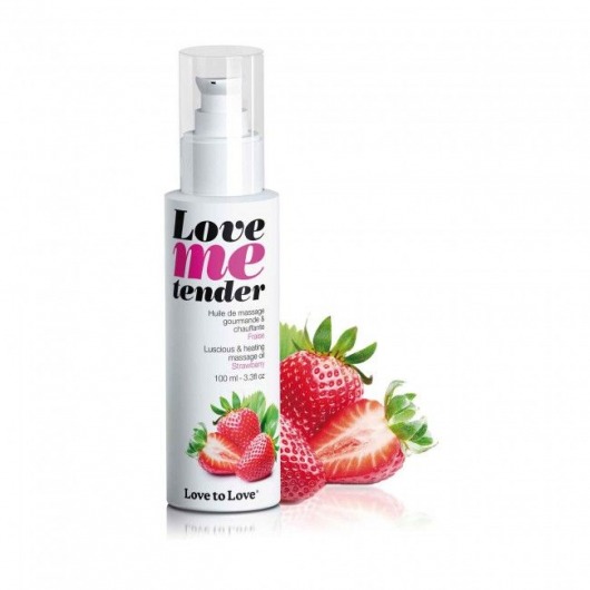 Съедобное согревающее массажное масло Love Me Tender Strawberry с ароматом клубники - 100 мл. - Love to Love - купить с доставкой в Ярославле