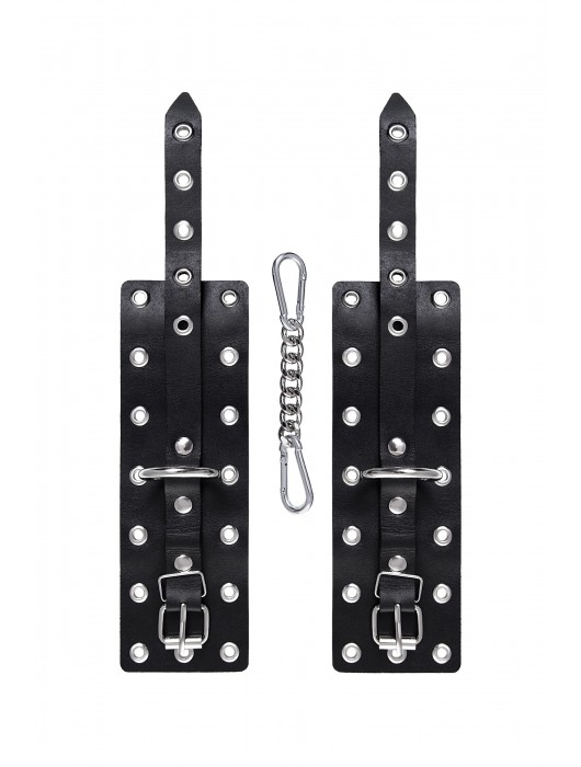 Черные кожаные однослойные наручники с люверсами - Pecado - купить с доставкой в Ярославле