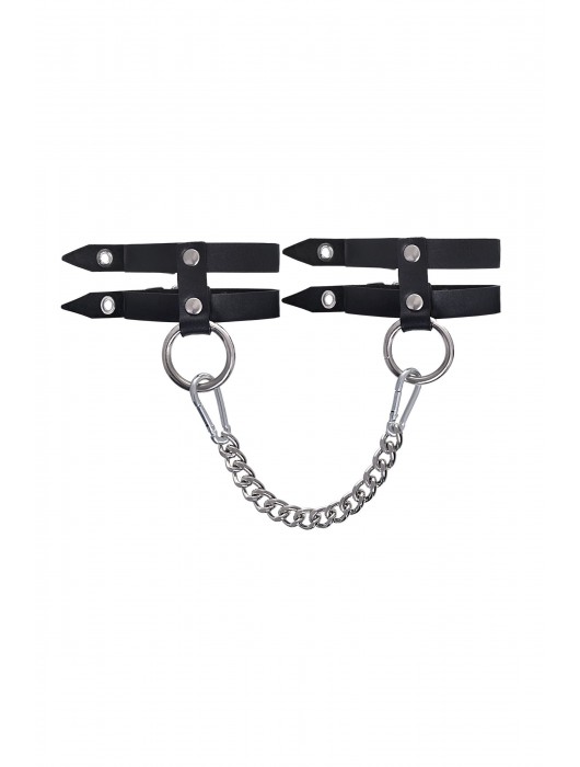 Черные однослойные кожаные оковы из двух ремешков - Pecado - купить с доставкой в Ярославле