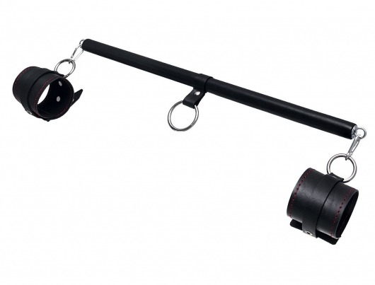 Черная распорка для ног с кожаными манжетами - Pecado - купить с доставкой в Ярославле