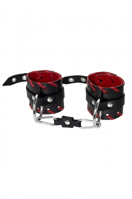 Черно-красные наручники из натуральной кожи - Pecado - купить с доставкой в Ярославле