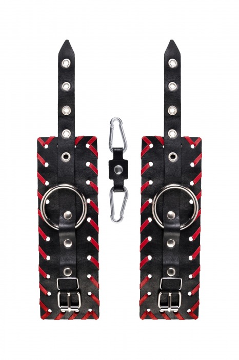 Черно-красные наручники из натуральной кожи - Pecado - купить с доставкой в Ярославле