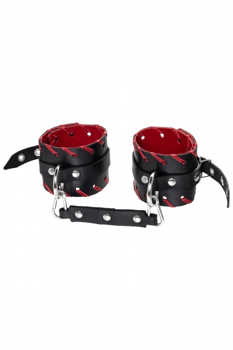 Черно-красные оковы из натуральной кожи - Pecado - купить с доставкой в Ярославле