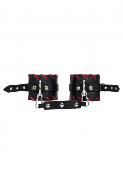 Черно-красные оковы из натуральной кожи - Pecado - купить с доставкой в Ярославле