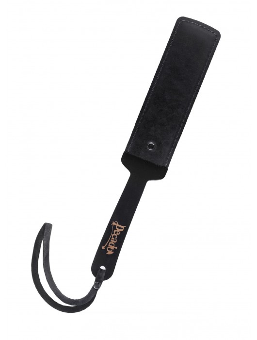 Черный кожаный пэддл - 37 см. - Pecado - купить с доставкой в Ярославле