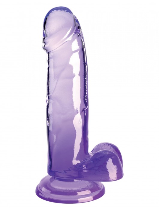 Фиолетовый фаллоимитатор с мошонкой на присоске 7’’ Cock with Balls - 20,3 см. - Pipedream