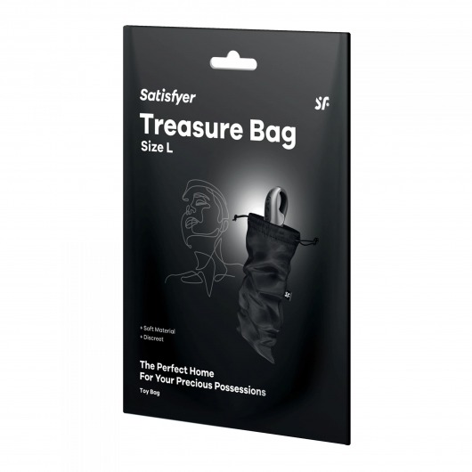 Черный мешочек для хранения игрушек Treasure Bag L - Satisfyer - купить с доставкой в Ярославле