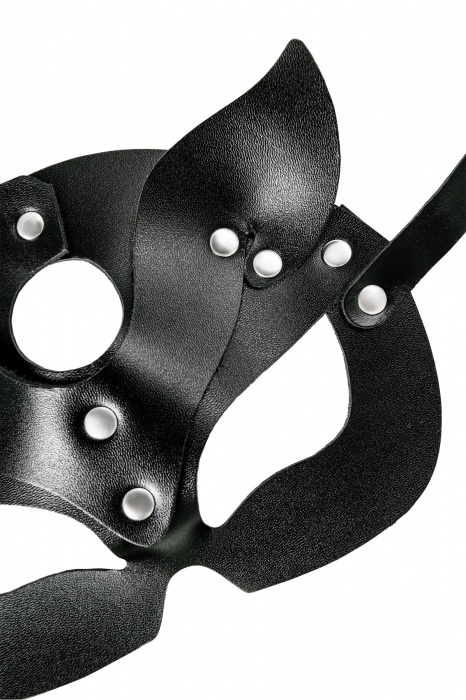 Черная кожаная рельефная маска кошки - Pecado - купить с доставкой в Ярославле