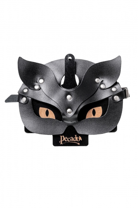 Черная кожаная рельефная маска кошки - Pecado - купить с доставкой в Ярославле