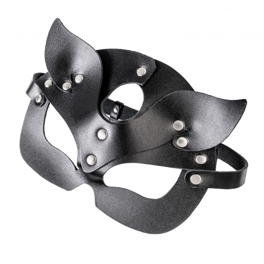 Черная кожаная рельефная маска кошки - Pecado - купить с доставкой в Ярославле