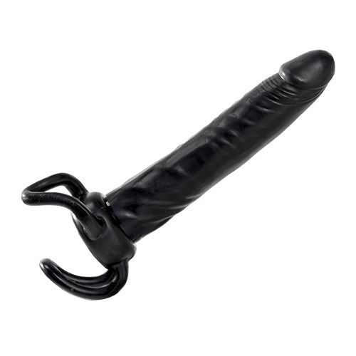 Чёрная насадка-фаллос для двойного проникновения INFLATABLE DILDO SLIM DONG  - 13,5 см. - Toyz4lovers - в Ярославле купить с доставкой