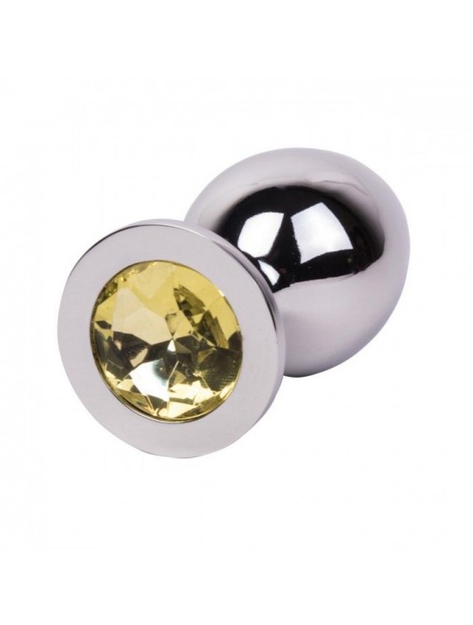 Большой стальной плаг с желтым кристаллом Sweet Lemon - 9,5 см. - Erotic Fantasy - купить с доставкой в Ярославле