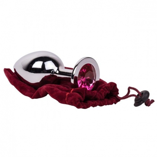 Большой стальной плаг с розовым кристаллом Pink Bubble Gum - 9,5 см. - Erotic Fantasy - купить с доставкой в Ярославле