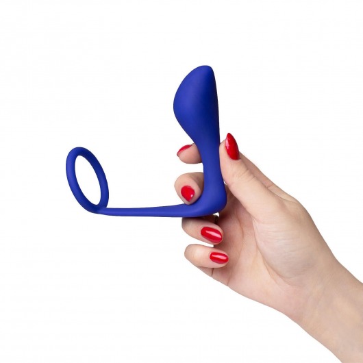 Синее эрекционное кольцо c анальным стимулятором Satyr - HOT planet - в Ярославле купить с доставкой