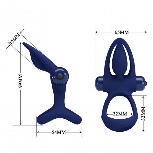 Синее эрекционное кольцо с 10 режимами вибрации и подхватом мошонки - Baile - в Ярославле купить с доставкой
