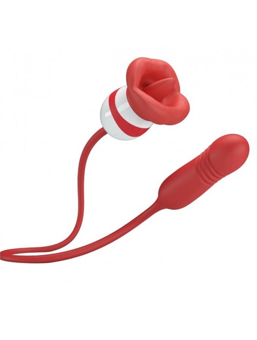 Красное продолговатое виброяицо Ashlynn с клиторальным стимулятором - Baile