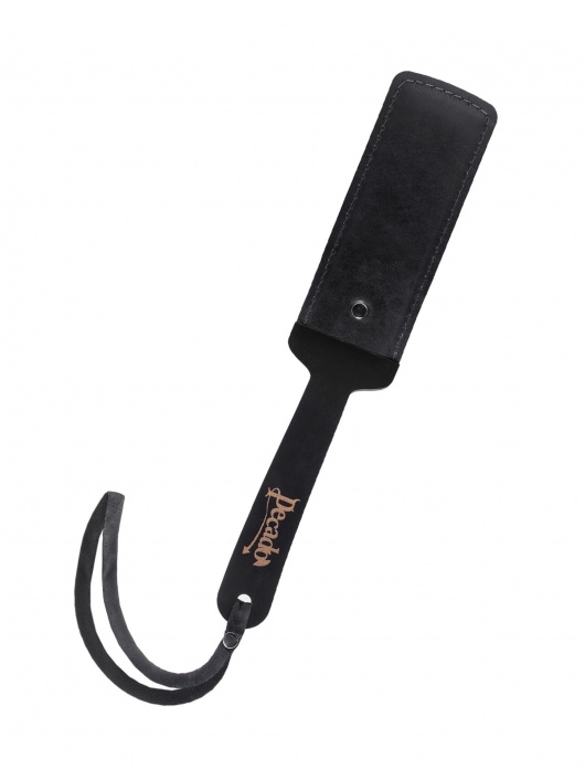 Черный твердый пэддл из натуральной кожи и дерева - 33 см. - Pecado - купить с доставкой в Ярославле