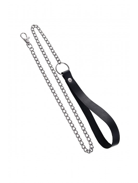 Черный кожаный ошейник-воротник с поводком - Pecado - купить с доставкой в Ярославле