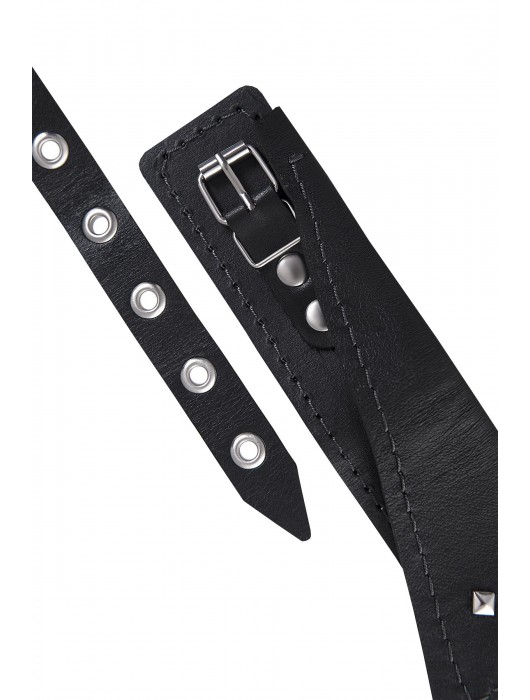 Черный кожаный ошейник-воротник с поводком - Pecado - купить с доставкой в Ярославле