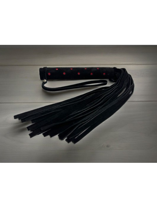 Черная замшевая плеть с красными точками на рукояти Red dot Princess - 43 см. - БДСМ Арсенал - купить с доставкой в Ярославле